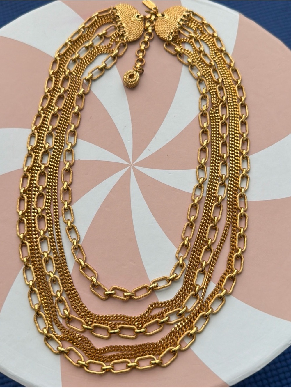 Vintage Signed Monet 7 Layered Multi-Chain Necklace 20” in excellent condition